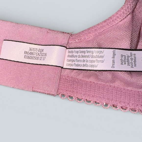 Victoria’s Secret Dream Angels Push Up Without Padding Lace Velvet Bra | Pink - Picture 6 of 6
